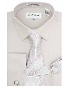 Karl Knox Men's French Cuff Shirt Set - Gradient Jacquard