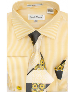 Karl Knox Men's French Cuff Shirt Set - Triple Pattern Checker