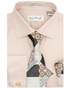 Karl Knox Men's French Cuff Shirt Set - Triple Pattern Checker