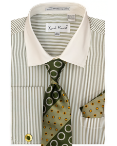 Karl Knox Men's French Cuff Shirt Set - Circle Patterns