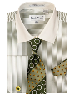 Karl Knox Men's French Cuff Shirt Set - Circle Patterns