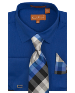 Karl Knox Men's French Cuff Shirt Set - Gradient Checker