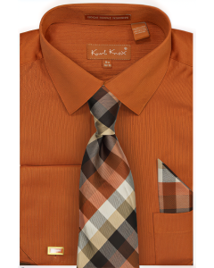 Karl Knox Men's French Cuff Shirt Set - Gradient Checker