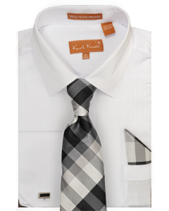 Karl Knox Men's French Cuff Shirt Set - Gradient Checker