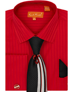 Karl Knox Men's French Cuff Fashion Shirt Set - Subtle Stripe
