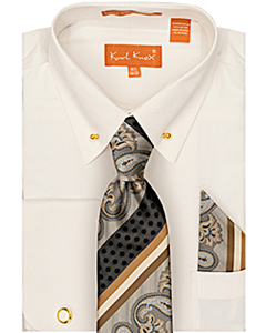 Karl Knox Men's French Cuff Shirt Set - Collar Bar