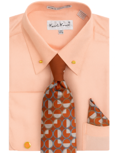 Karl Knox Men's French Cuff Collar Bar Shirt Set - Circle Tie