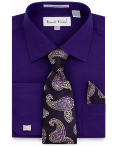 Karl Knox Men's French Cuff Shirt Set - Jacquard Teardrops