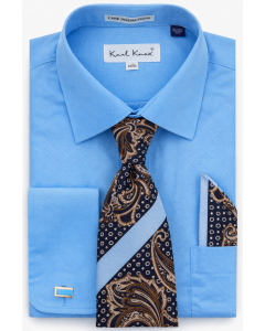 Karl Knox Men's French Cuff Shirt Set - Jacquard Dot Pattern