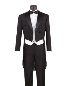 Vinci Men's 3 Piece Tuxedo with Tails - Luxurious Wool Feel