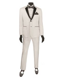 Vinci Men's 2 Piece Wool Feel Slim Fit Tuxedo - Flat Front Pant