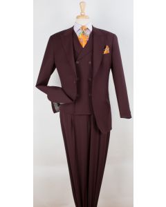 Apollo King Men's 3pc 100% Wool Suit - 6 Button High Fashion Vest