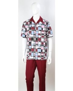 Burgundy Men's Two Piece Pants Sets