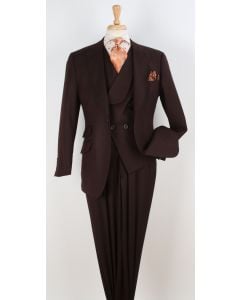 Brown 3 Piece Mens Suits Peak Lapel Suit for Men