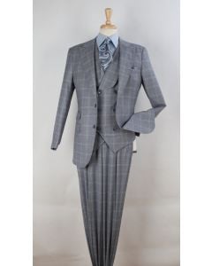 Apollo King Men's 3pc Outlet 100% Wool Suit - 6 Button Vest