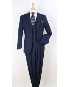 Apollo King Men's 3pc 100% Wool Fashion Suit - Flat Front Pants