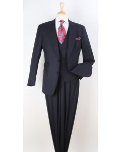 Apollo King Men's Outlet 3pc 100% Wool Suit - Zigzag Vest