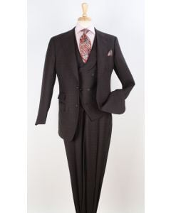Apollo King Men's Outlet 3pc 100% Wool Suit - Fashion V-Taper Vest