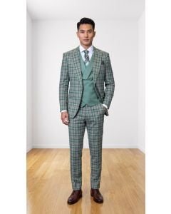Men's Sage double plaid suit in 100% wool