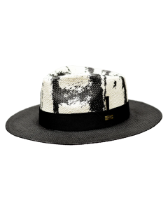 Bruno Capelo Men's Fedora Style Straw Hat - Paint Effect