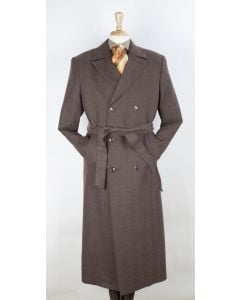 Veno Giovanni Men's 100% Wool Full Length Length Top Coat - Double Breasted