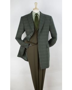 Veno Giovanni Men's Outlet 100% Wool 3/4 Length Length Top Coat - Single Breasted