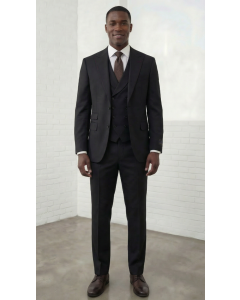Statement Men's Outlet 3 Piece Modern Fit 100% Wool Suit - Peak Lapel
