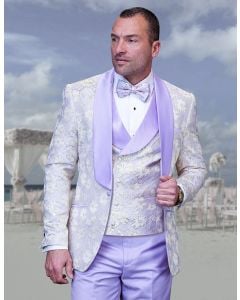 Statement Men's Outlet 3 Piece Wool Tuxedo - Deep Shawl Lapel