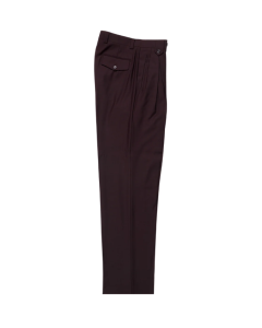 Tiglio Rosso Men's 100% Wool Pants - Wide Leg - Burgundy