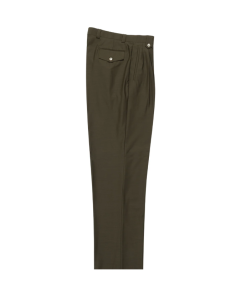 Tiglio Rosso Men's 100% Wool Pants - Wide Leg - Olive