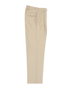 Tiglio Rosso Men's 100% Wool Pants - Wide Leg - Tan