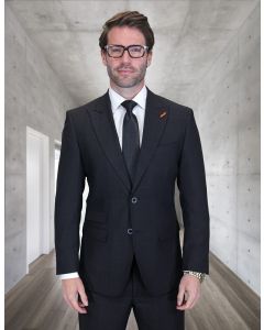 Statement Men's Outlet 2 Piece 100% Wool Modern Fit Suit - Subtle Windowpane