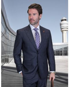 Statement Men's Outlet 2 Piece 100% Wool Modern Fit Suit - Subtle Windowpane