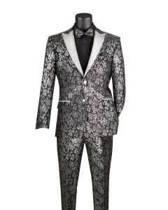 Vinci Men's 2 Piece Wool Feel Slim Fit Tuxedo - Floral