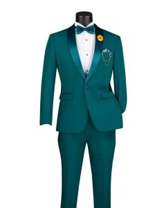 Teal Tuxedo for Men Stretch Fabric Slim Fit Tuxedo
