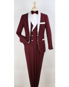 Apollo King Men's 3pc Fashion Tuxedo - White Accents