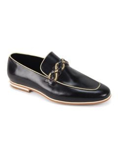 Black Shoe Loafers for Men Moc Toe Shoes Leather Loafer