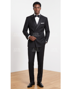 Black Tux Tuxedo Double Breasted Peak Lapel