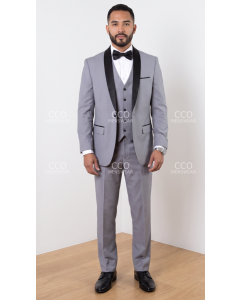 Grey Tux Wool Tuxedos Mens 3 Piece Tuxedos 