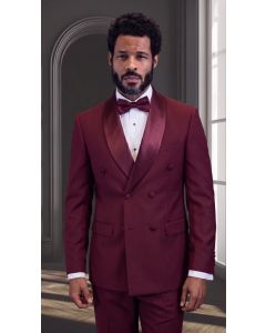 Burgundy Tux Double Breasted Tuxedo