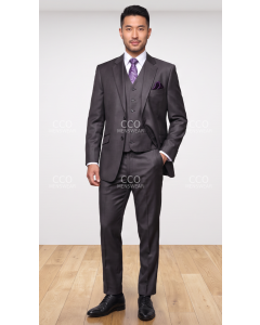 Heather Charcoal Suits Mens 3 Piece Notch Lapel Suit