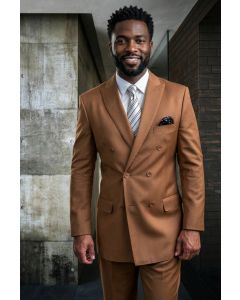 Copper Suit Mens 3 Piece Suits Peak Lapel Double Breasted Suit Jacket