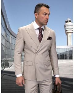 Statement Men's Outlet 2 Piece 100% Wool Fashion Suit - Solid Color