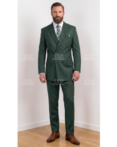 Hunter Green Suit Mens 3 Piece Suits Peak Lapel Double Breasted Suit Jacket