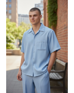 Dreams by Zacchi Men's Wide Leg 2 Piece Walking Suit - Light Texture