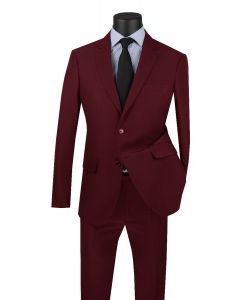 Vinci Men's Poplin 2 Piece Ultra Slim Fit Suit - Ultra Slim Solid Color