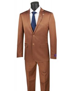 Vinci Men's 2 Piece Wool Feel Slim Fit Suit - Subtle Texture