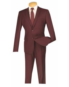 Vinci Men's 2 Piece Wool Feel Slim Fit Suit - Refined Solid