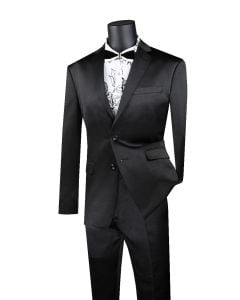 Vinci Men's Wool Feel 2 Piece Ultra Slim Fit Suit - Sleek Sharkskin