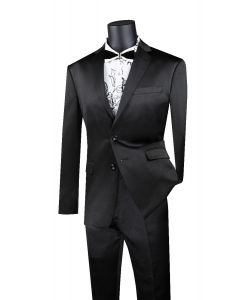 Vinci Men's Outlet Wool Feel 2 Piece Ultra Slim Fit Suit - Sleek Sharkskin